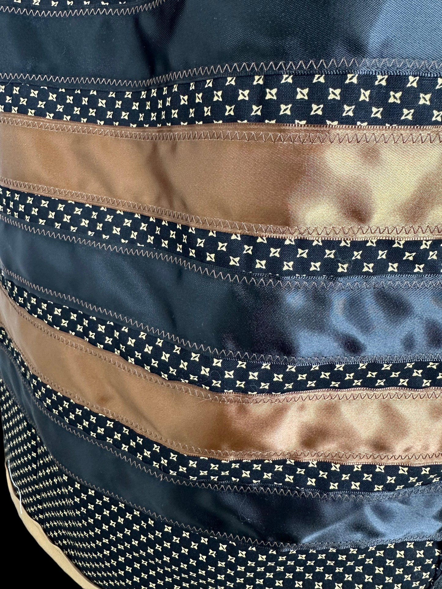 Black & Tan Ribbon Skirt with Buttons and Pockets