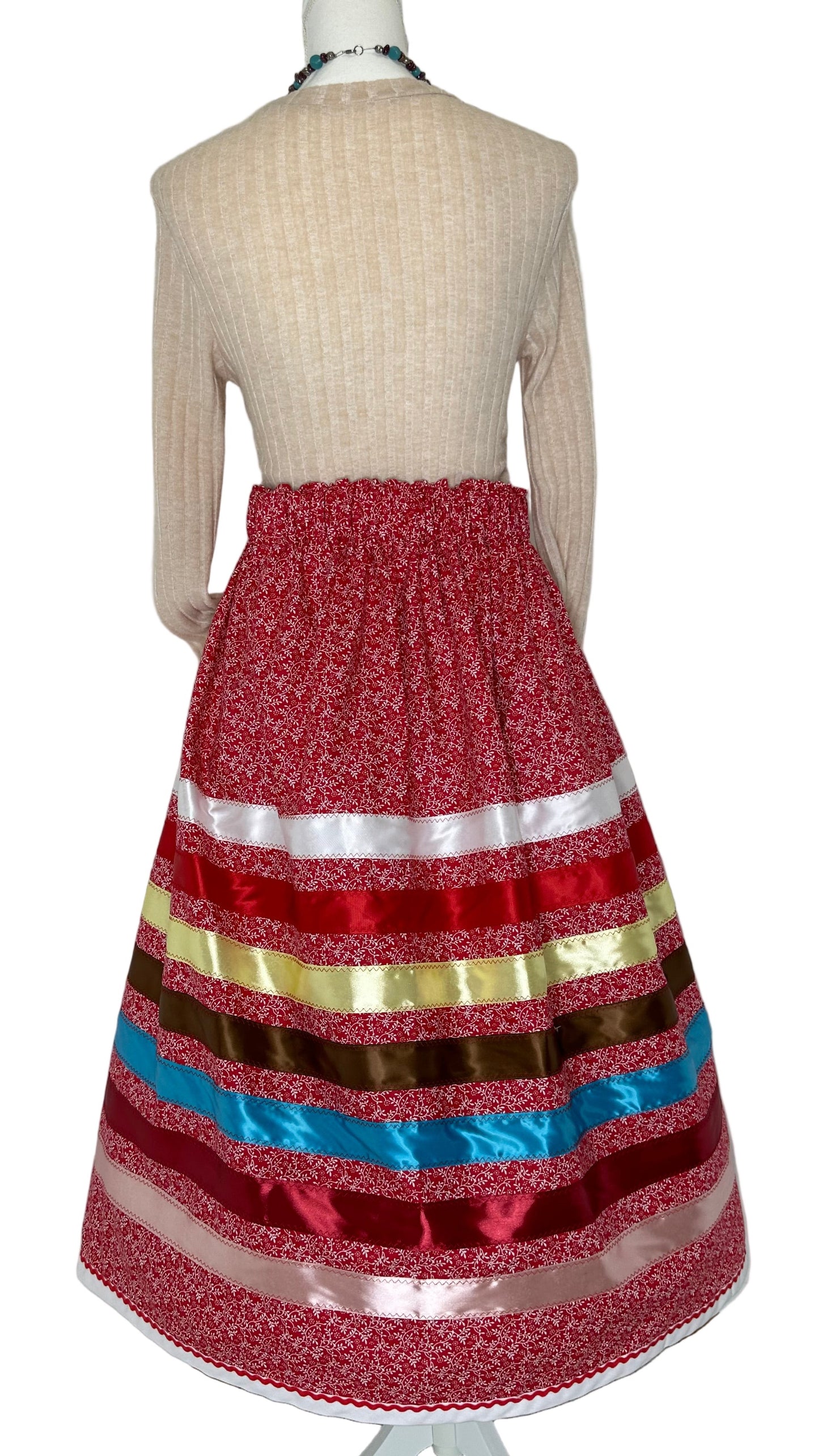 Red flower Ribbon Skirt