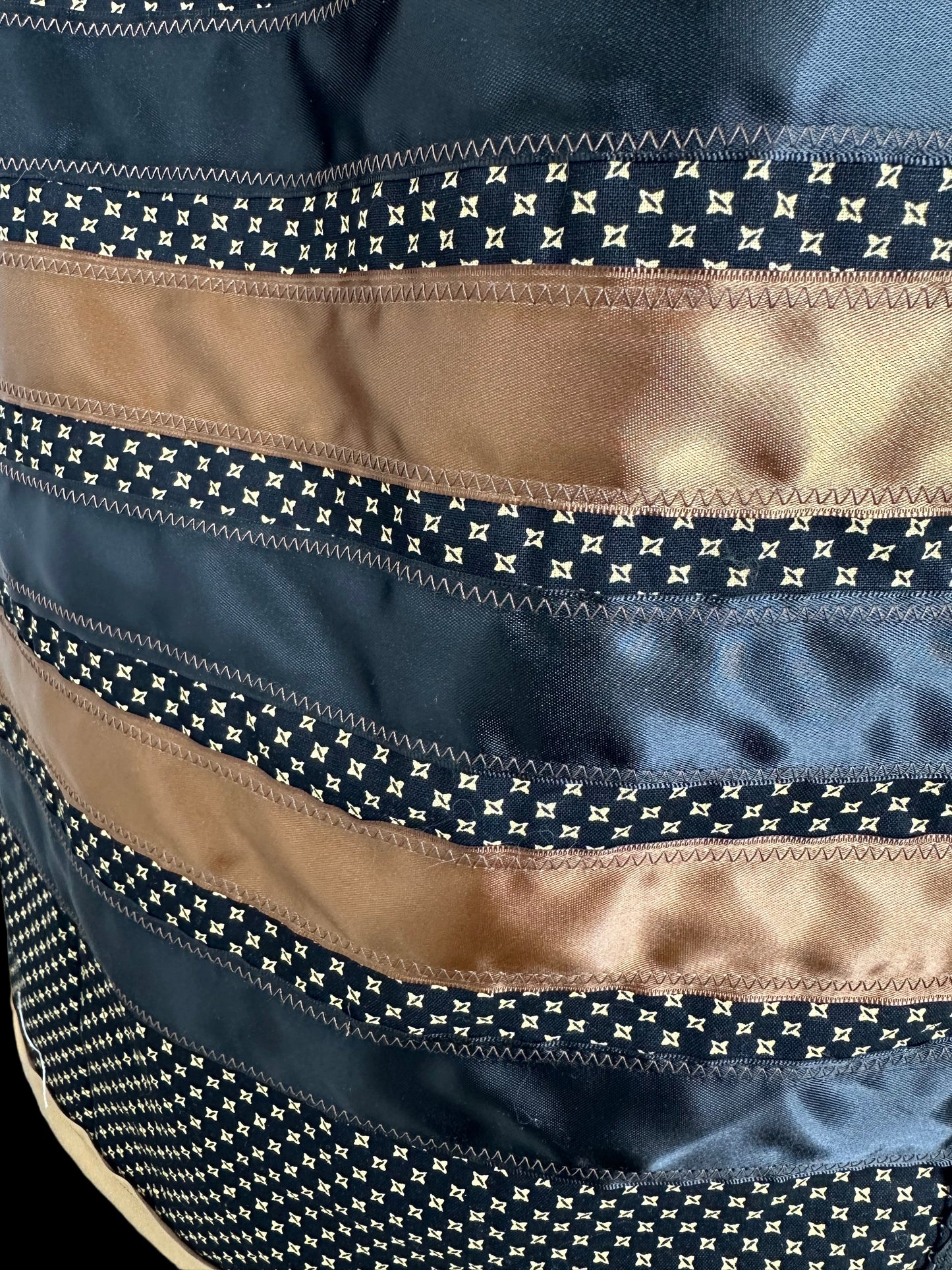 Black & Tan Ribbon Skirt with Buttons and Pockets