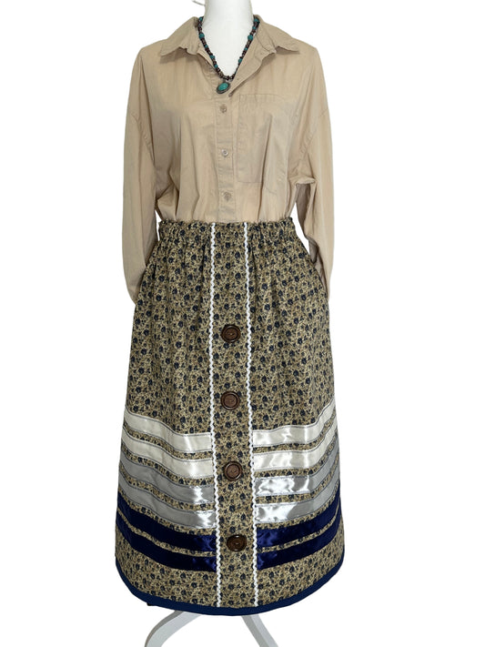 Blue and Tan Ribbon Skirt