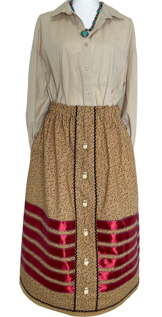The Harvest Rose Imitation Elk Teeth Button Skirt