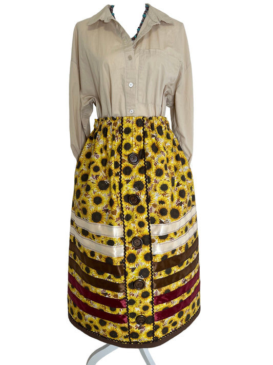 Yellow sunflower ribbon skirt