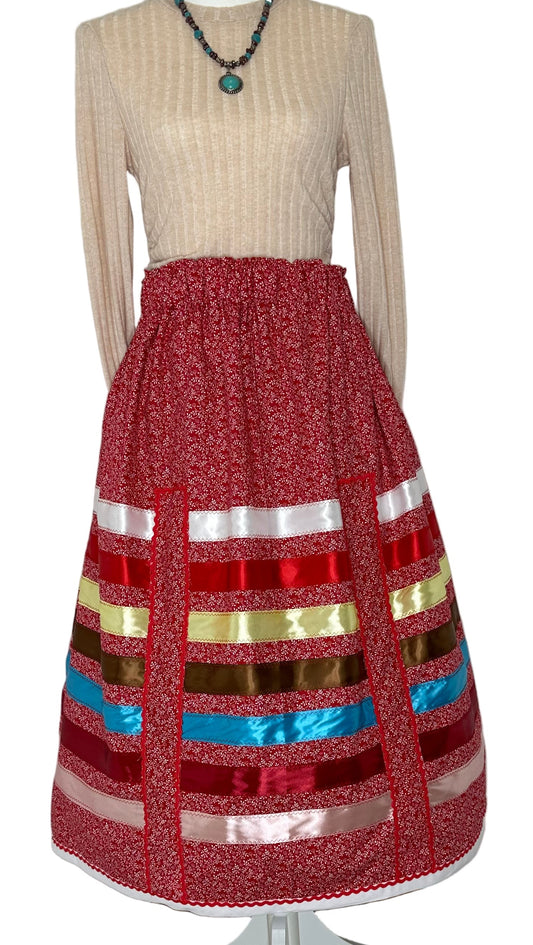 Red flower Ribbon Skirt